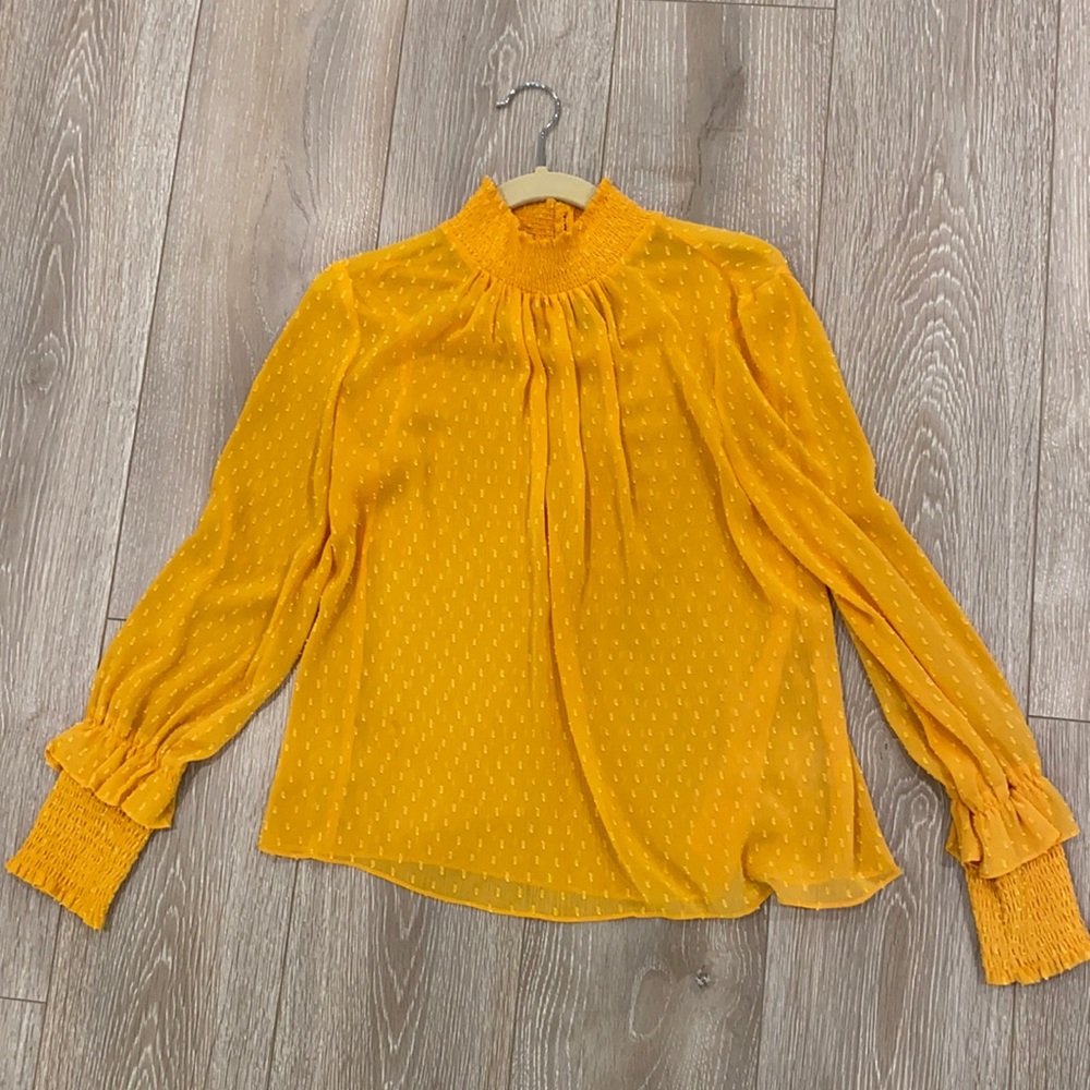Yellow chiffon long sleeve top